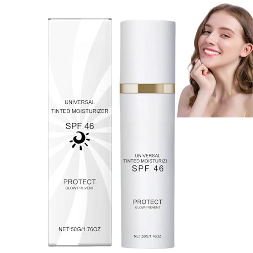 Tinted Moisturizer with SPF 46,50ml Tinted Moisturizer Anti-Aging,Tinted Moisturiser,Tinted Sunscreen for Face,Universal Tin/ted Sunscreen,Face Moisturiser,All-in-One F/ace S/unscreen and Fou/ndation