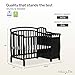 Dream On Me Casco 3-in-1 Mini Convertible Baby Crib & Changer with Storage in Black, Pinewood, GreenGuard Gold & JPMA, 1” Mattress Pad, 3 Mattress Heights, Converts to Mini Day & Twin-Size Bed