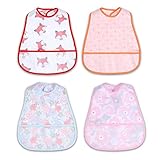 ベビー食事用エプロン 赤ちゃん食事用スタイ ベビー食事ビブ - 子供食事防水エプロン ポケット付き ソフト 軽量 サイズ調整 男の子 女の子 保育園用 女の子4枚セット ベビー食事用エプロン 赤ちゃん食事用スタイ ベビー食事ビブ - 子供食事防水エプロン ポケット付き ソフト 軽量 サイズ調整 男の子 女の子 保育園用 女の子4枚セット