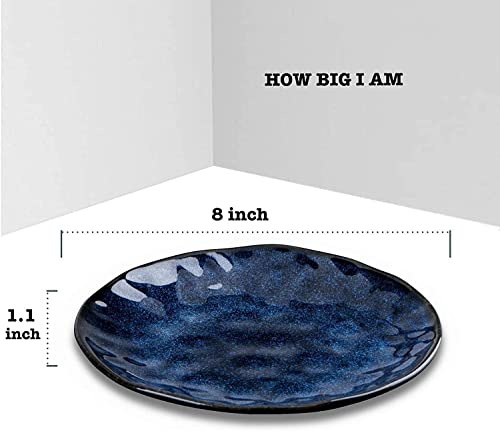 22-Piece Ceramic Dinnerware Set, Vicrays Ceramic Dinner Plates Salad Plates Bowls Set - Microwave Oven And Dishwasher Safe - Scratch Resistant - Suitable For Home Party Restaurant(Blue) #TOP1