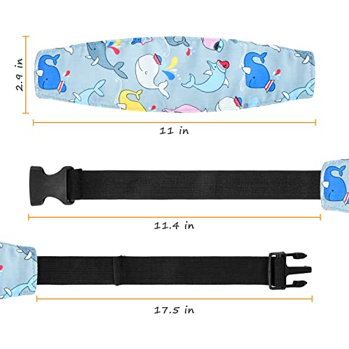 Baby Carseat Head Support,Car seat Straps Pillow Support Ban,Stroller Neck Relief Strap Headrest,Slumber Sling Sleep Positioner for Toddler Infants Child Children Kids(Gray Whale)