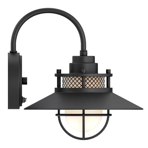 Image of Black Farmhouse Gooseneck Barn Light Dusk to Dawn - Outdoor Wall Lantern with Photocell Sensor Porch Light Dusk to Dawn Outdoor Sconce for Barn Garage Patio, E26