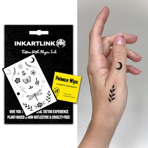 INKARTLINK Semi Permanent Tattoos, cute little designs, suitable as gifts for girls, beautifully packaged, waterproof, cruelty-free, non-reflective (Mini Finger Tattoo 4)