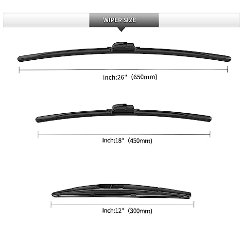 GARDIMU Front and Rear Windshield Wiper Blades, 3 Pcs Front and Back Windshield Wipers Blades Replacement for Acura RDX 2019-2025, Car Window Wiper Blades for 2019 2020 2021 2022 2023 2024 2025 by GARDIMU - Image 3