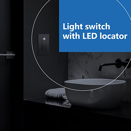 Image of LIDER Lighted Double Switch with Screwless Wall Plate, Combination Frameless Decorator Switch with Locator Light, Ground Terminal, Single Pole, 15A 120V, UL Listed, Thermoplastic, Matte Silver