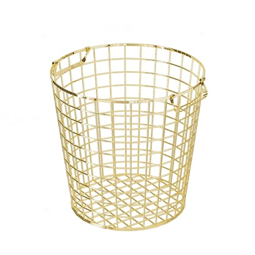 Panier à linge en fil métallique doré avec poignée pour éliminer le désordre de la chambre