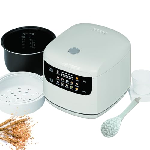 Olla Arrocera Inteligente 2L – Olla Digital Multifunción con Programación 24 Horas, 10 Menús, Función Mantener Caliente, Olla Antiadherente, Compacta y Portátil para Hogar, Residencia o Viaje white