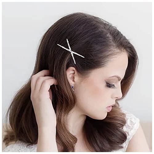 Andelaisi Vintage Crystal Hair Clip X Shaped Rhinestone Hair Barrette Clip Silver Crystal Cross Criss Hairpin Clip Crystal Cz Cross Head Clip Rhinestone Hair Accessories For Women And Girls Headdress #TOP18