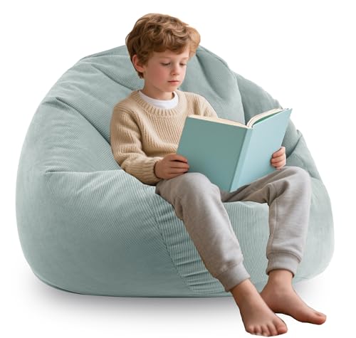 Image of ENBAOHUI Kids Memory Foam Bean Bag Chairs for Teens with Filling Boy Girl Kid Toddler Sofa Comfoy Chair Seagreen