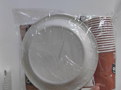 Bikasun Halloween Party Tableware Set, 16 Guests Halloween Party Tableware Decorations for Kids, Cups Napkins Paper Plates, Disposable Dinnerware Set, Orage Ghost Skeleton Pumpkin - Image 9