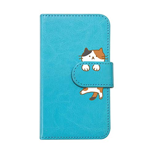 【moimoikka】 AQUOS sense9 SH-53E SHG14 SH-M29 アクオス 対応 手帳型 スマホ ケース 三毛猫 (カバー色ブルー) ミケ ねこ ネコ アニマル 動物 キャラクター おしゃれ かわいい カード収納 フリップ 携帯カバ