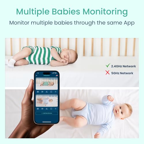 Image of Babysense 2Peek Video Baby Monitor, WiFi Security Camera with Auto Tracking (2Pcs), 3MP Super HD, Intelligent Motion & Sound Detection, Night Vision, Private Hidden Lens Mode, Supports SD Card