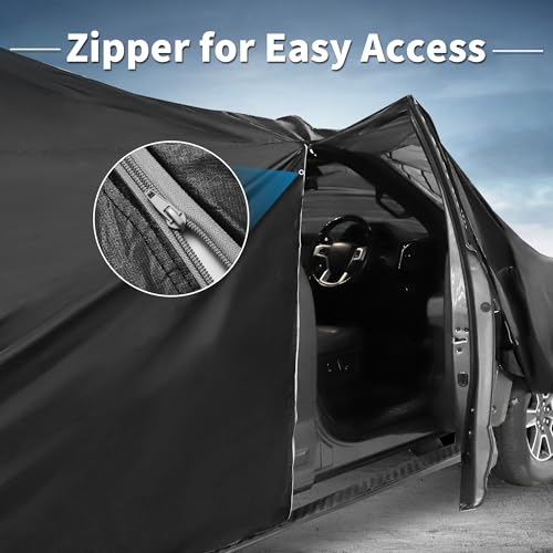 A ABSOPRO wasserdichte Autoabdeckung Auto Outdoor Vollabdeckung für Suzuki Jimny JB64W/JB74W mit unterem winddichtem Schnallen-Verschluss 151,57 x58,27 x62,99 Schwarz