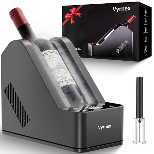 Vyrnex Enfriador de Vino con Abridor Portátil para Una Botella (750 ml) de Vino o Champán, Mantiene el Frío Hasta 24 Horas, Enfriador Personalizado para Fiestas
