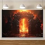 ChloropLastid 10x8ft Scary Blazing Flames Hell Backdrop Halloween Hell Arch Gate Background for Photography Horrible Halloween Party Decor Kids Adults Portrait Photoshoot Studio Props