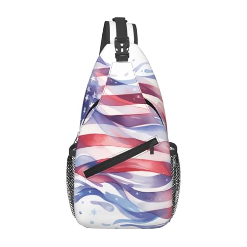 Sac de poitrine multifonction noir et blanc au design drapeau américain