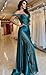 homdor Off Shoulder Satin Prom Dresses Long 2026 Beaded Formal Dresses Pleated Evening Party Gown with Slit Tail-Size Silver 12