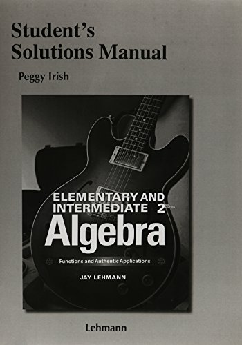 Student Solutions Manual for Elementary & Intermediate Algebra