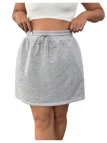SOLY HUX Women's Plus Size Mini Skirt Drawstring High Waisted Casual Summer Skirts with Pockets