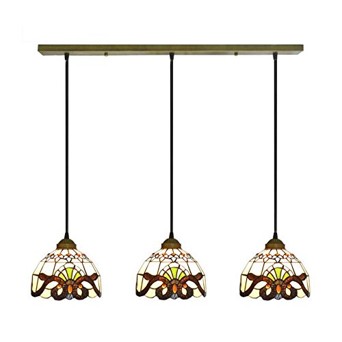 Lampe de plafond de salle à manger contre l'éblouissement : suspension Tiffany 3 têtes