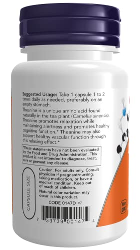 Now Foods: L-Theanine Stress Management 200 Mg, 60 Vcaps (2 Pack) #TOP2