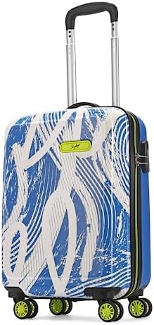 Skybags Stroke Printed Cabin Size Hard Case Trolley Bag, Blue-White