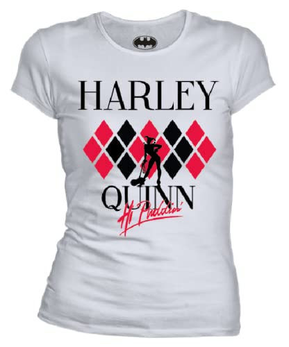 Harley Quinn t-Shirt Camiseta, Blanco, XL para Mujer
