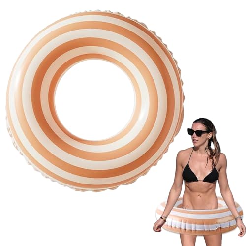 LUMOOM Flotador de PVC para adultos, flotador inflable, colchón de aire, flotador de estilo retro, para piscina de verano, fiesta, playa (color naranja)