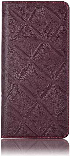 Funda magnética con tarjetero para iPhone 14 de 6.1 pulgadas en cuero rojo vino con soporte