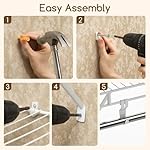 COSTWAY Closet Shelves Wall Mounted, Closet Shelf with Hanging Rod, Ventilated Metal Wire Shelving Kit, Wire Wall Shelf for Laundry Room, Bedroom, Home, Mounting Accessories Included (6 ft x 12 in) - Image 5