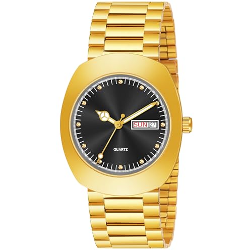 Image of Shocknshop Analog Round Day & Date Functioning Gold Stainless Steel Wrist Watch for Men Boys -WCH142