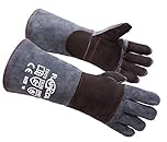 RAPICCA Animal Handling Gloves Bite Proof Reinforced Leather Padding Dog,Cat Scratch,Bird Handling Falcon Gloves Grabbing,Reptile Squirrel Snake Bite 16in Grey-Black