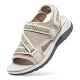 FitVille Women Wide Comfortable Sandals, Open Toe Flat Sandals for Women with Adjustable Back Strap, Orthopedic | Arch Support | Plantar Fasciitis | Swollen Feet