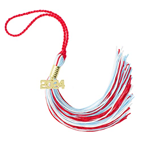 Tassel Depot 2024 Red/Light Blue/White Graduation Tassel - Every School Color Available - Made in USA