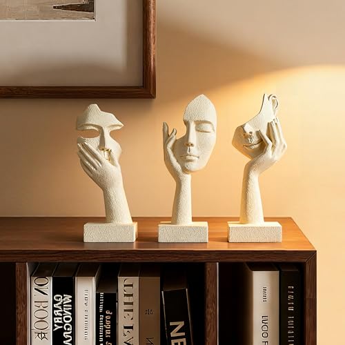 Juego de 3 estatuas pensadoras abstractas de resina miniatura 5