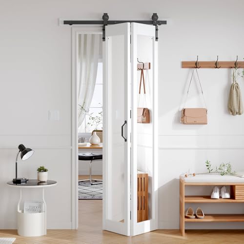 FREDBECK Bifold Barn Doors Double 16x84 Mirror for