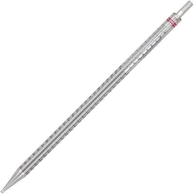 Globe Scientific 1784 Polystyrene UniPlast Serological Pipette, 25mL Capacity, Standard Tip, 300mm Length, (Case of 100), Clear, Non-Sterile, Red Striped, Individually Wrapped