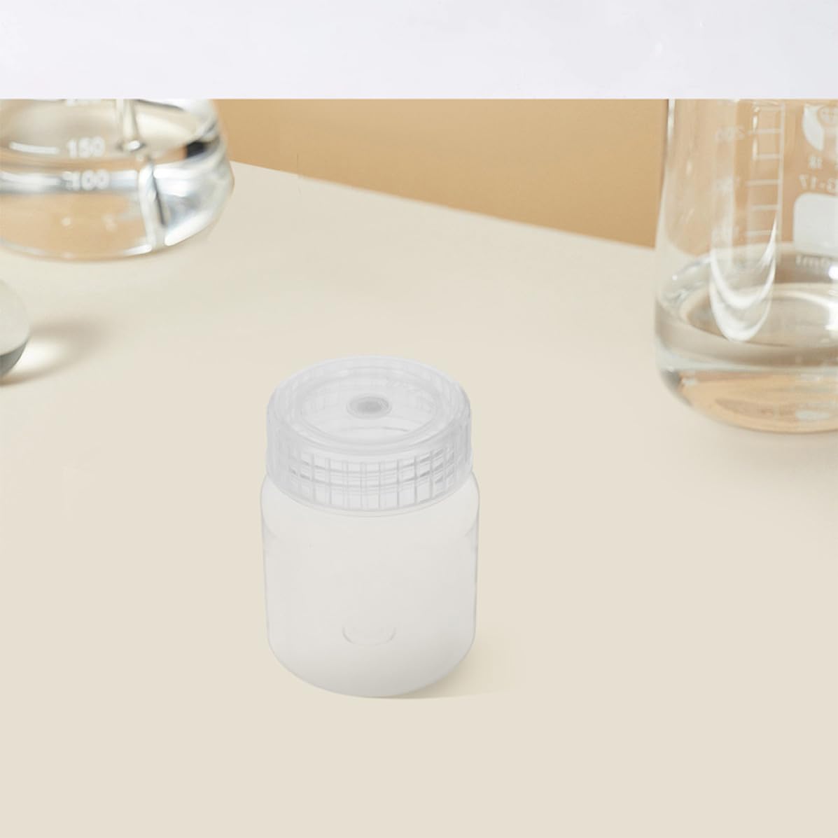 Ciieeo 4pcs 240ml Wide Mouth Polypropylene Laboratory Bottles with Ventilated Leakproof Lids, Plastic Reagent Containers for Chemical Sample Storage and Plant Cultivation
