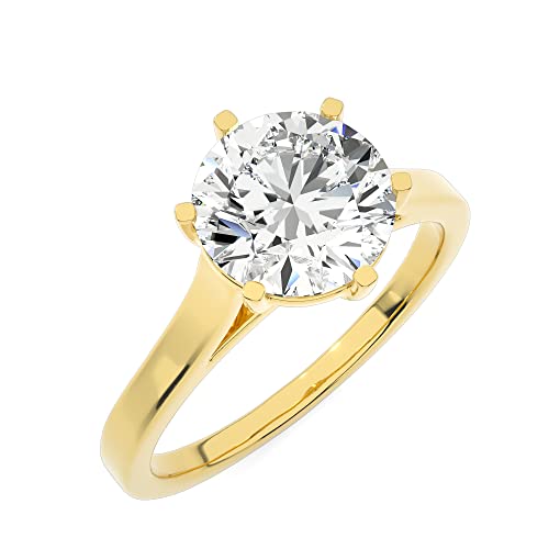 Buy Jewels Solid 10k Gold 1.5 ct Round Moissanite Solitaire Engagement Ring 6 Prong Cathedral Setting G-H Color VVS1 Quality
