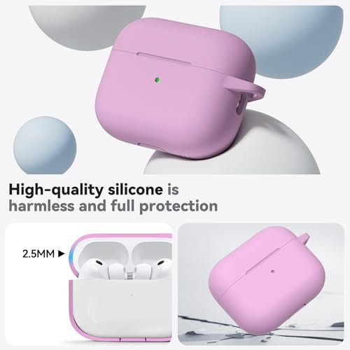 Image of Ljusmicker for AirPods Pro 3 Case 2025 with Cleaner Kit,Soft Silicone Protective Cover for Apple AirPods Pro 3rd Generation Cases for Women Men,for AirPod Pro 3 Cover with Keychain-Light Lilac