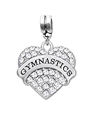 LaBenie Dangle Gymnastic Clear Crystal Heart Charm Bead