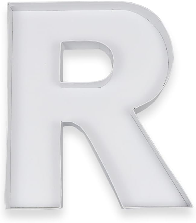 10" R Shaped Cardboard Letter Mache Chocolate Sweets Candy Container Box (White, R)