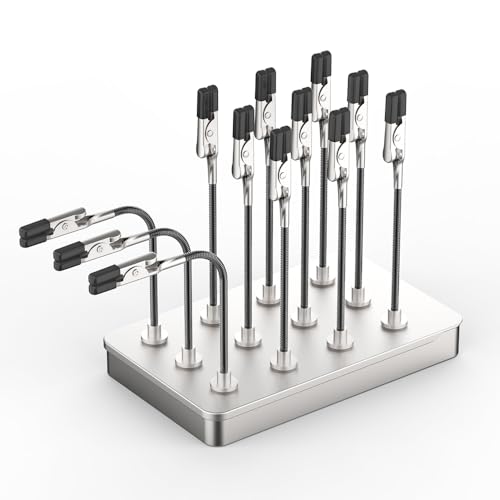 Actekart Metal Model Painting Stand Base and 12PCS Magnetic Bendable Alligator Clip Sticks Set for Gundam Model Parts Coloring, for Airbrush Spray