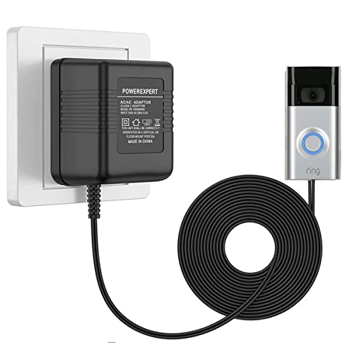 Transformador de timbre de 24 V/500 mA, adaptador de alimentación de CA cable de transformador accesorios para el hogar inteligente compatible con el timbre de video Ring (5 m)