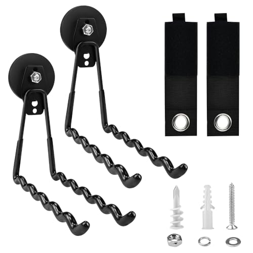 HEKOBAG Lot de 2 Crochet Magnétique Garage, Crochet de Rangement Garage,Crochet Mural Garage à Visser et Magnétiques, Crochets Muraux Robuste Jusqu’à 15 kg pour Outils de Jardin, Cordes, Échelles