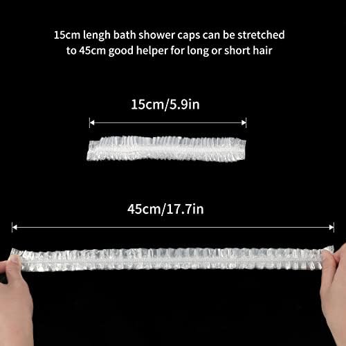 GCQQ Disposable Shower Caps,100PCS Elastic Plastic Shower Caps Hats for Spa, Home Use, Hotel,Hair Salon and Kitchen