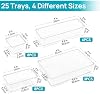 Set de 25 organizadores de cajones de plástico transparente Vtopmart, 4 tamaños versátiles para baño y tocador, bandejas organizadoras para maquillaje, dormitorio, utensilios de cocina y oficina | Organizador de maquillaje versátil de 4 tamaños, contenedores pequeños para maquillaje, joyas, dormitorio, utensilios de cocina y oficina 6