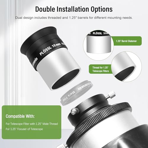 Ocular Plossl 10mm de 1.25 pulgadas con 4 elementos para telescopios astronómicos 5