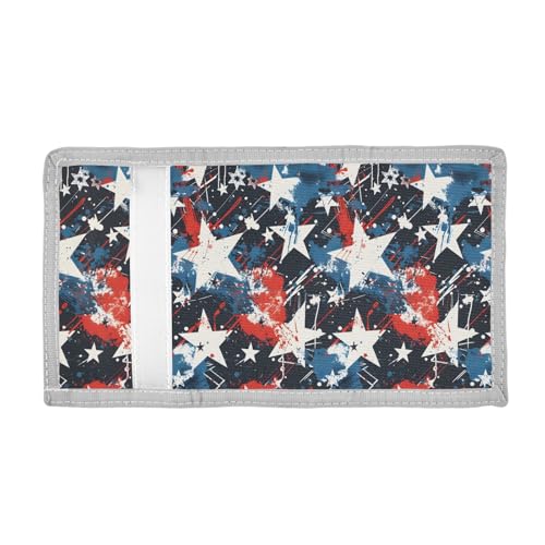 ALAZA Kids Wallets for Boys Girls Toddler Trifold Wallet Children Small Grunge White Blue Stars with Zipper Coin Pocket2