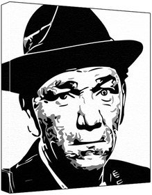 Shemp Howard (100% Original Painting. Not A Print ) Acrylic Paint On Deep Framed Canvas (60 x 50 x 1.8 cm) 3-Colour Black/Grey/White-image-29